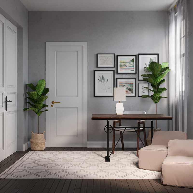 Bohemian, Midcentury Modern Office Design by Havenly Interior Designer Amber