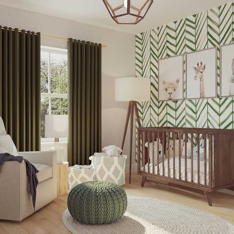 Bohemian, Midcentury Modern Nursery Design by Havenly Interior Designer Camila