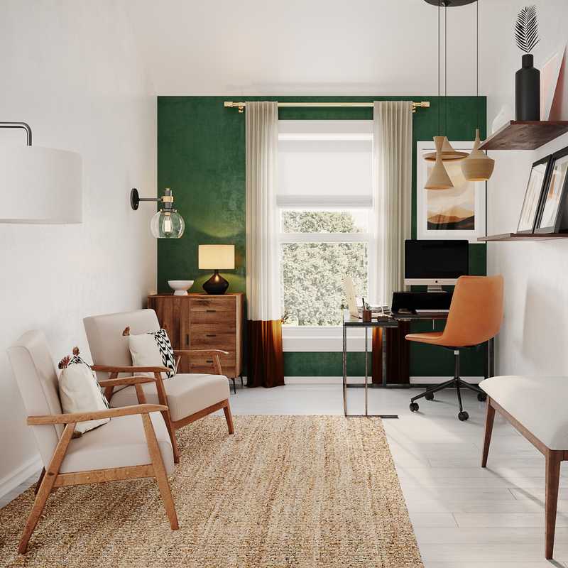Bohemian, Midcentury Modern Office Design by Havenly Interior Designer Hayley