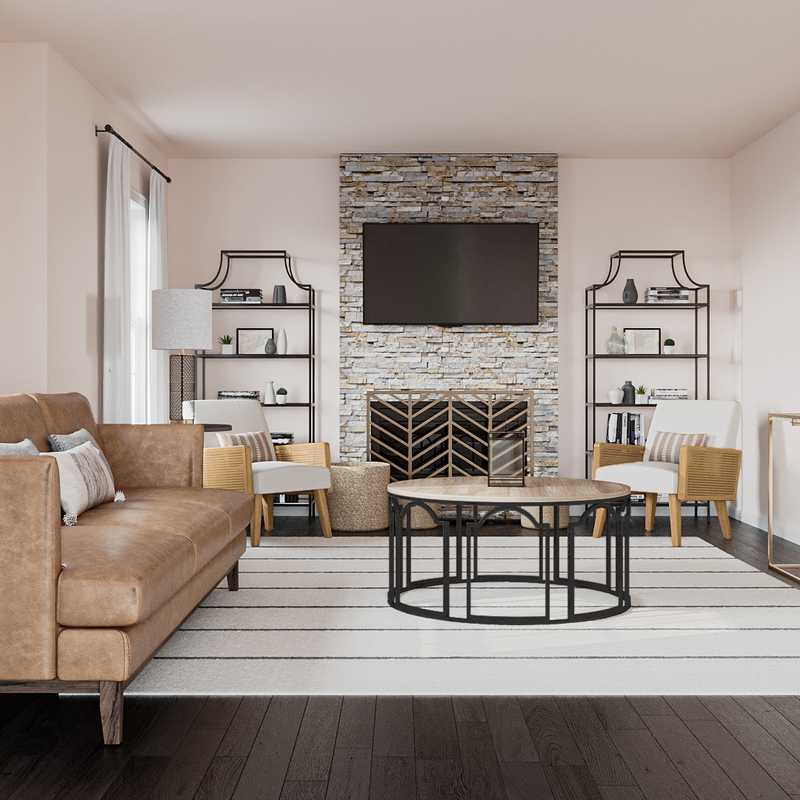 Eclectic, Coastal, Transitional Living Room Design by Havenly Interior Designer Megan