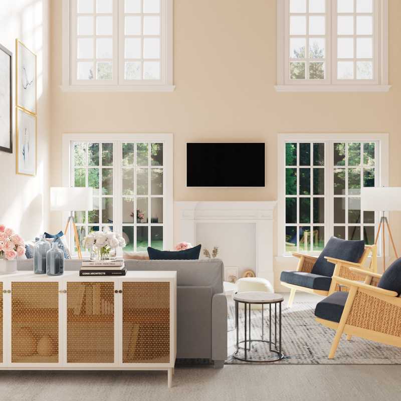 Coastal, Global Living Room Design by Havenly Interior Designer Abi