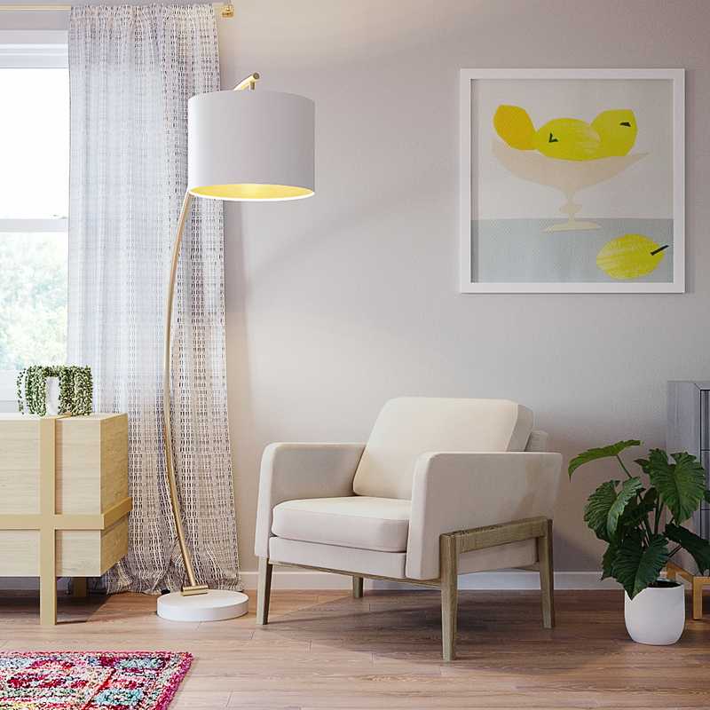 Eclectic, Glam, Midcentury Modern Living Room Design by Havenly Interior Designer Carla