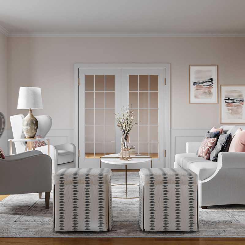 Contemporary, Glam, Traditional, Transitional, Preppy Living Room Design by Havenly Interior Designer Isaac