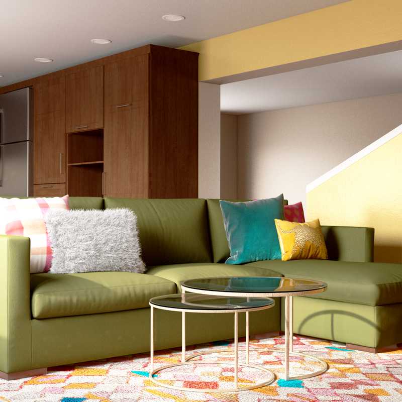 Eclectic, Preppy Living Room Design by Havenly Interior Designer Maria