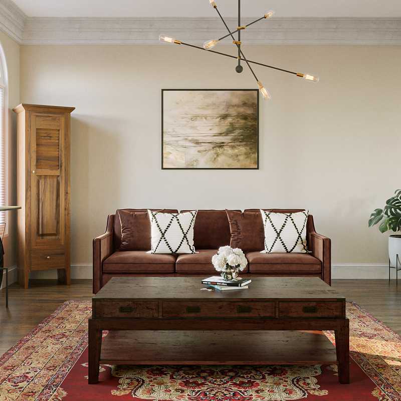 Bohemian, Midcentury Modern Living Room Design by Havenly Interior Designer Andrea