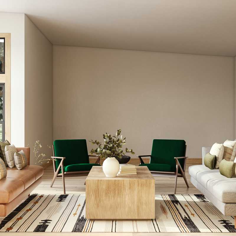 Eclectic, Bohemian, Global, Southwest Inspired, Midcentury Modern Living Room Design by Havenly Interior Designer Christina