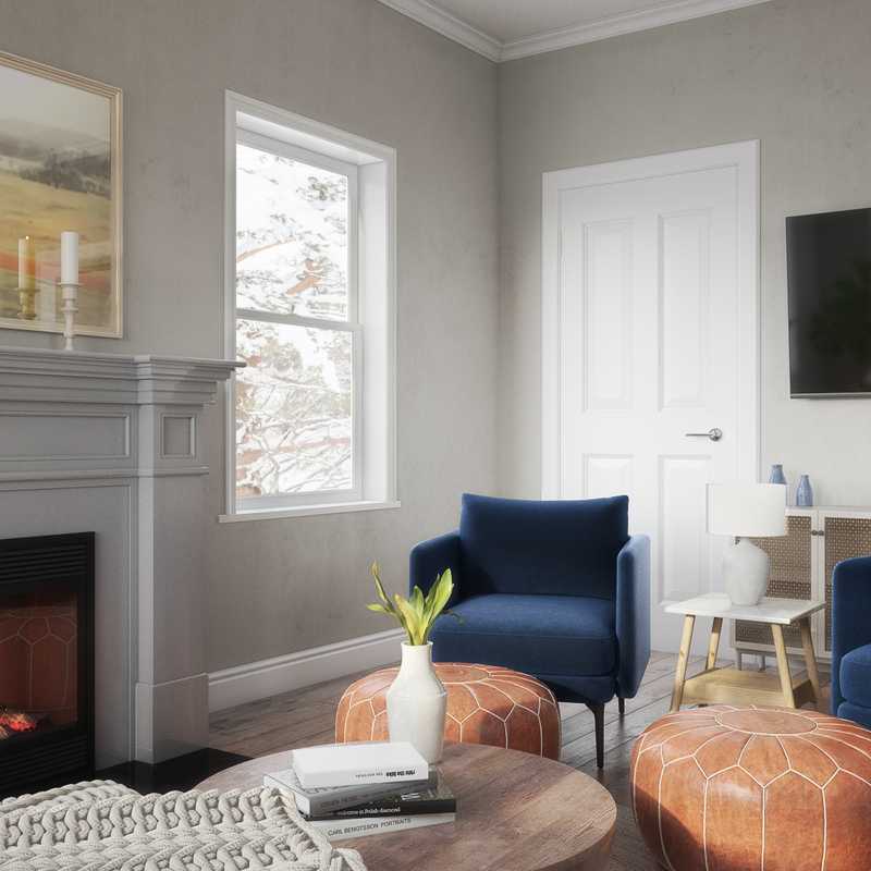 Classic, Coastal, Farmhouse, Midcentury Modern Living Room Design by Havenly Interior Designer Caroline