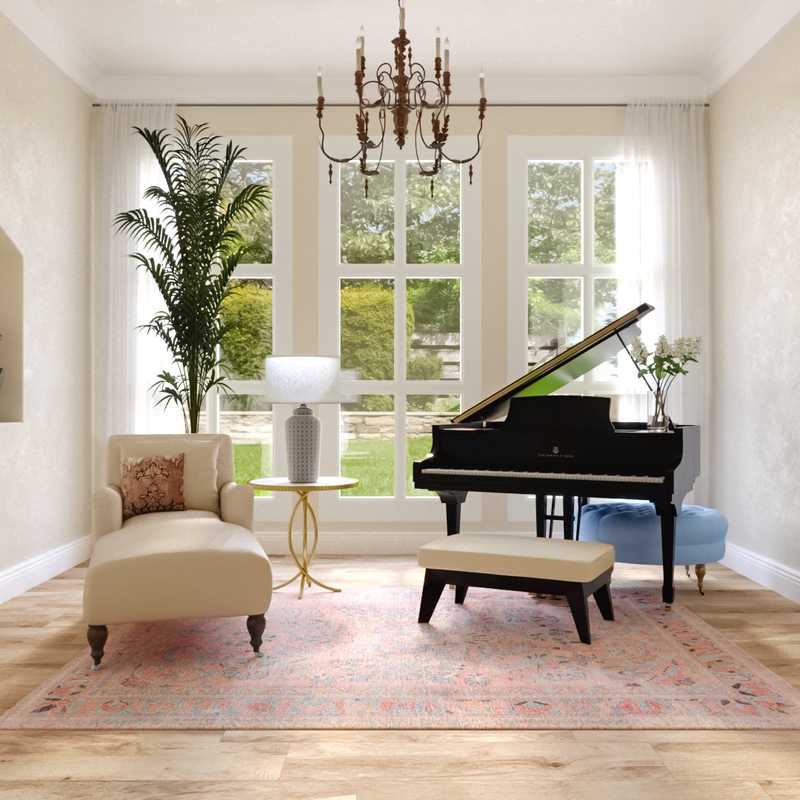 Glam, Transitional, Preppy Living Room Design by Havenly Interior Designer Gabrielle