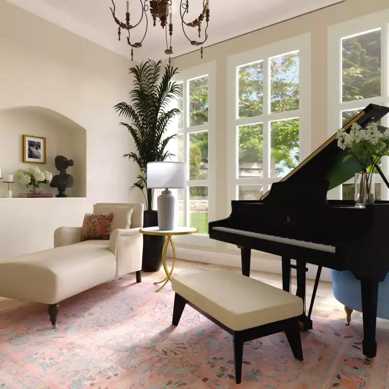 Glam, Transitional, Preppy Living Room Design by Havenly Interior Designer Gabrielle