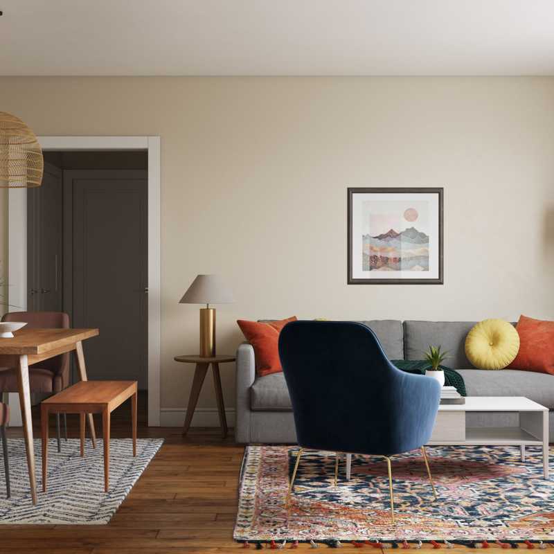 Bohemian, Midcentury Modern Living Room Design by Havenly Interior Designer Andrea