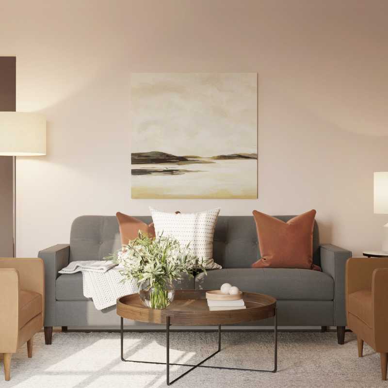 Contemporary, Modern, Bohemian, Transitional, Midcentury Modern Living Room Design by Havenly Interior Designer Hayley