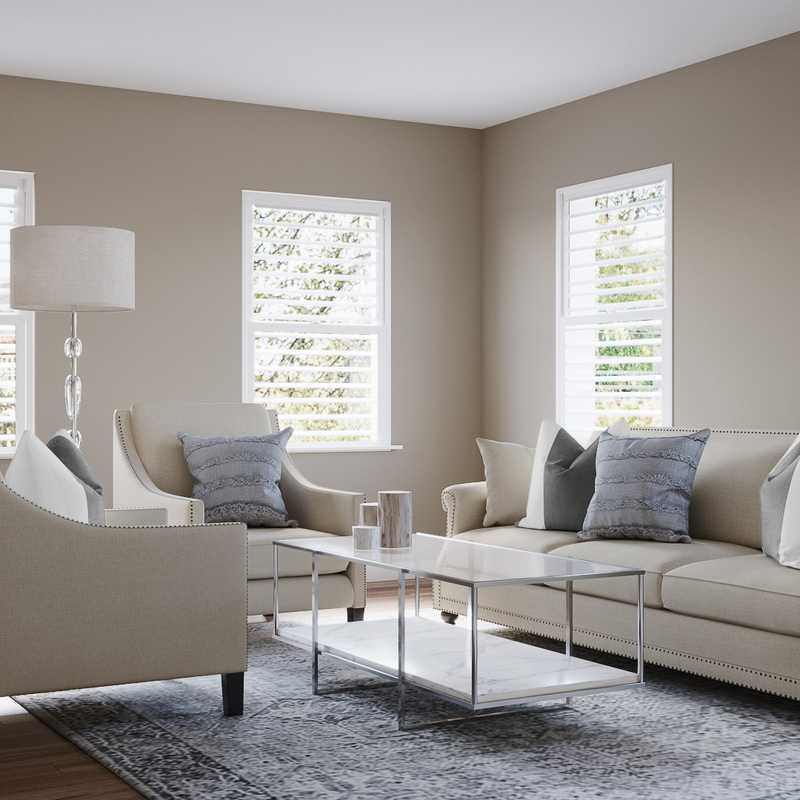 Coastal, Farmhouse Living Room Design by Havenly Interior Designer Amanda