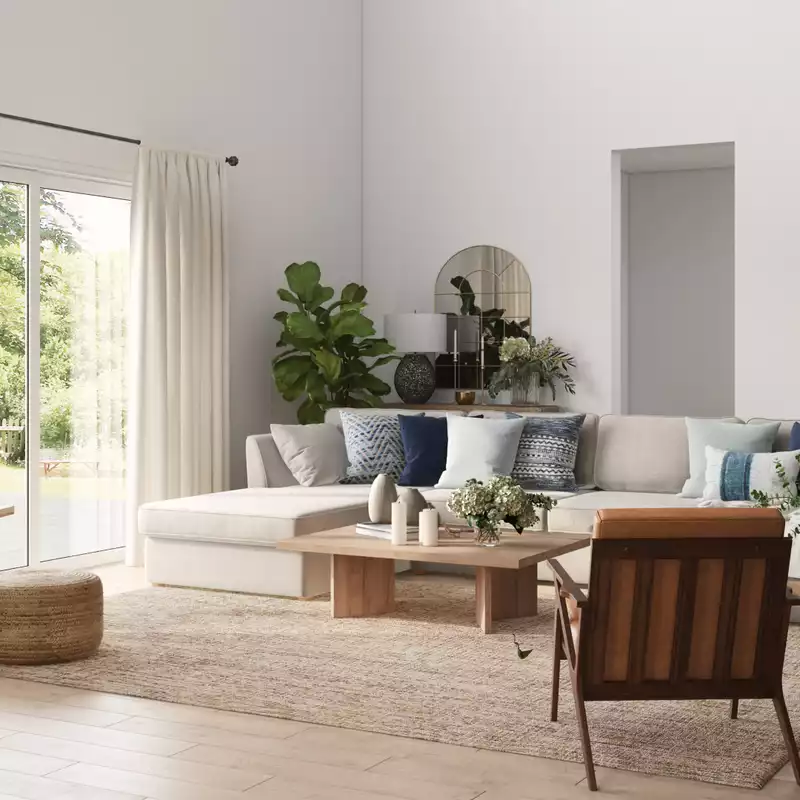 Bohemian, Coastal Living Room Design by Havenly Interior Designer Safek