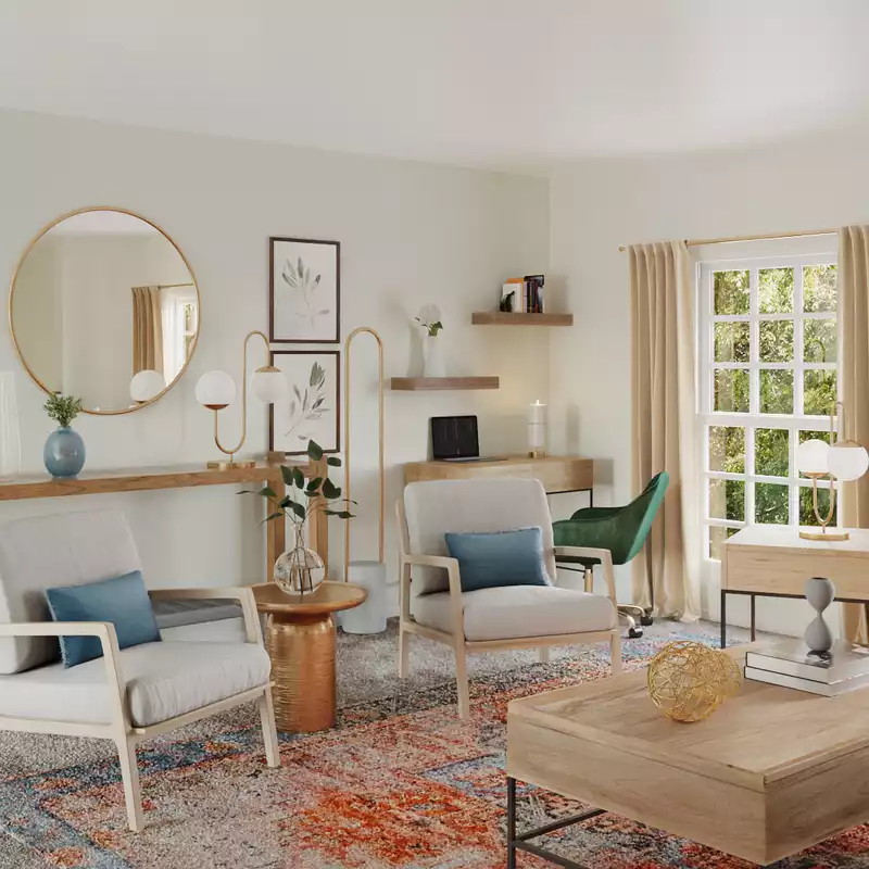 Coastal, Midcentury Modern, Preppy Living Room Design by Havenly Interior Designer Sofia
