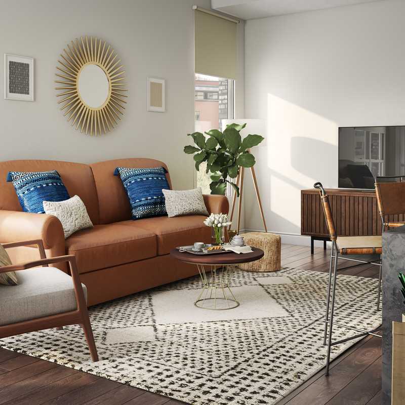 Bohemian, Midcentury Modern Living Room Design by Havenly Interior Designer Lena