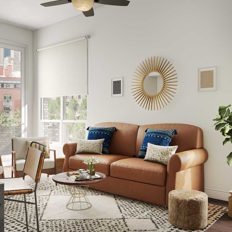 Bohemian, Midcentury Modern Living Room Design by Havenly Interior Designer Lena