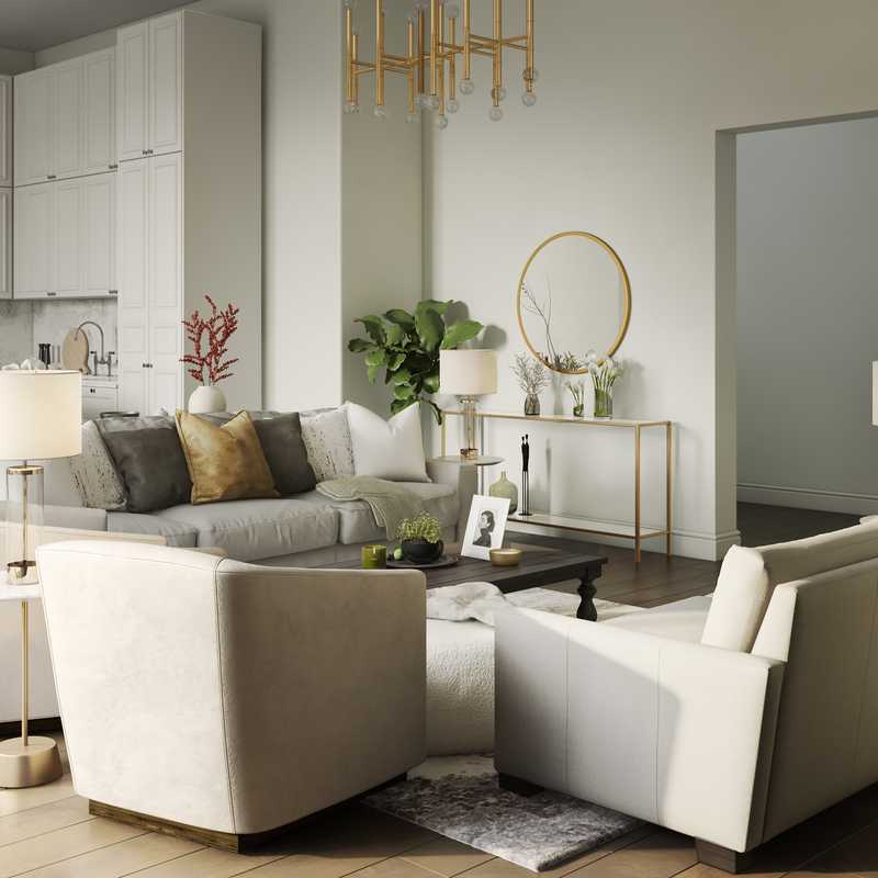 Contemporary, Modern, Glam, Transitional Living Room Design by Havenly Interior Designer Tara