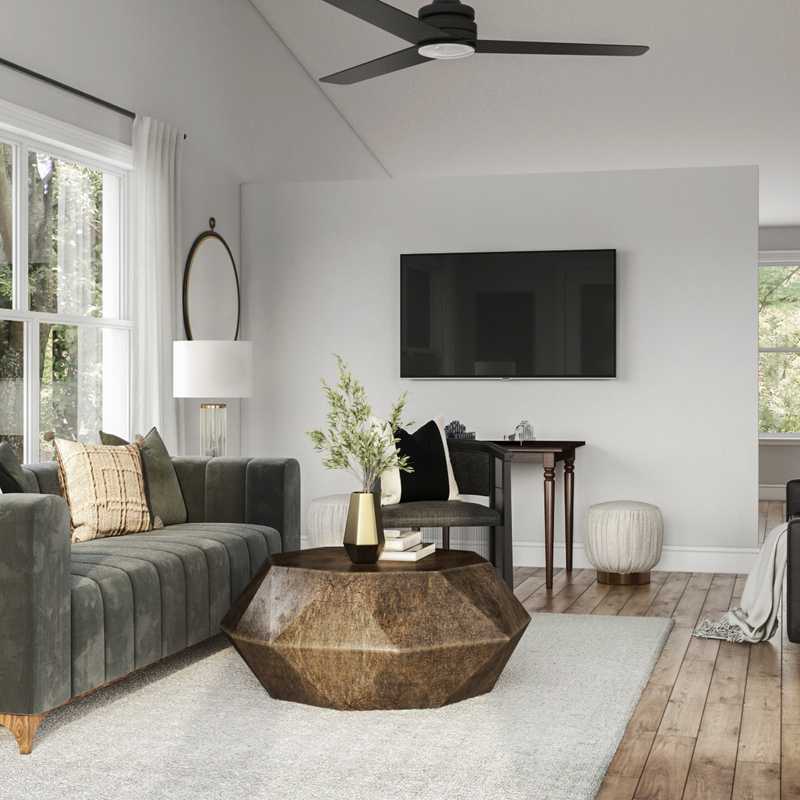 Modern, Glam, Vintage Living Room Design by Havenly Interior Designer Courtney