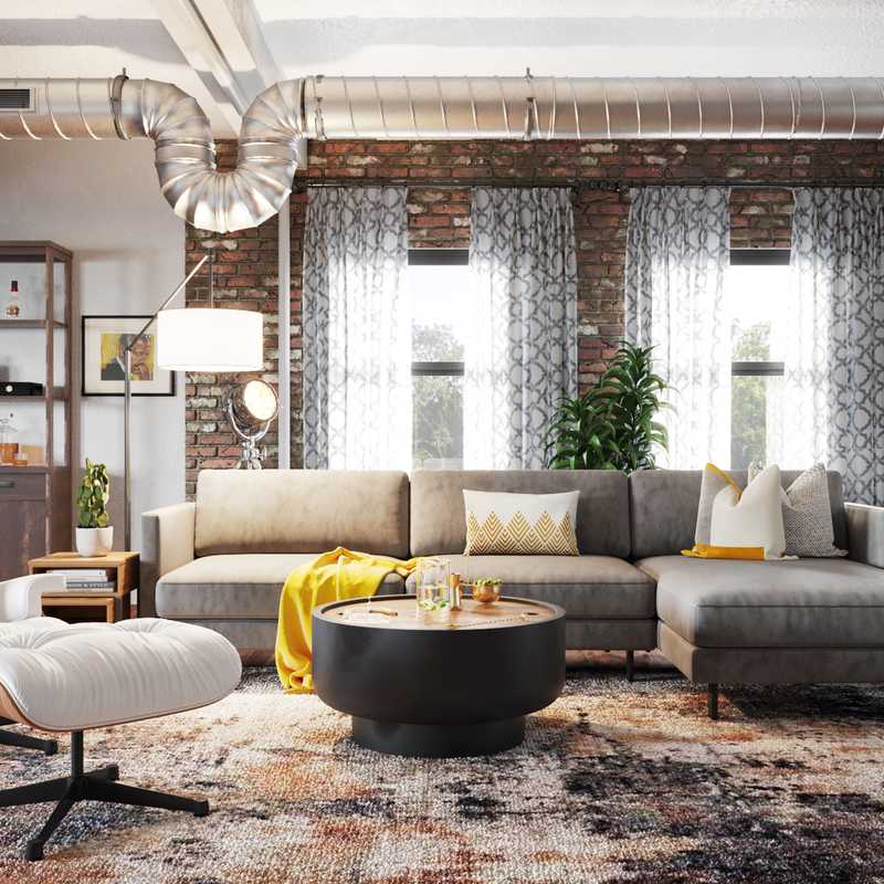 Contemporary, Modern, Bohemian, Midcentury Modern Living Room Design by Havenly Interior Designer Jen