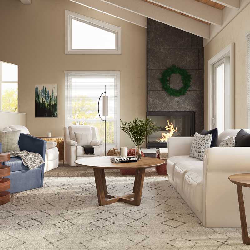 Bohemian, Coastal, Preppy Living Room Design by Havenly Interior Designer Brianna