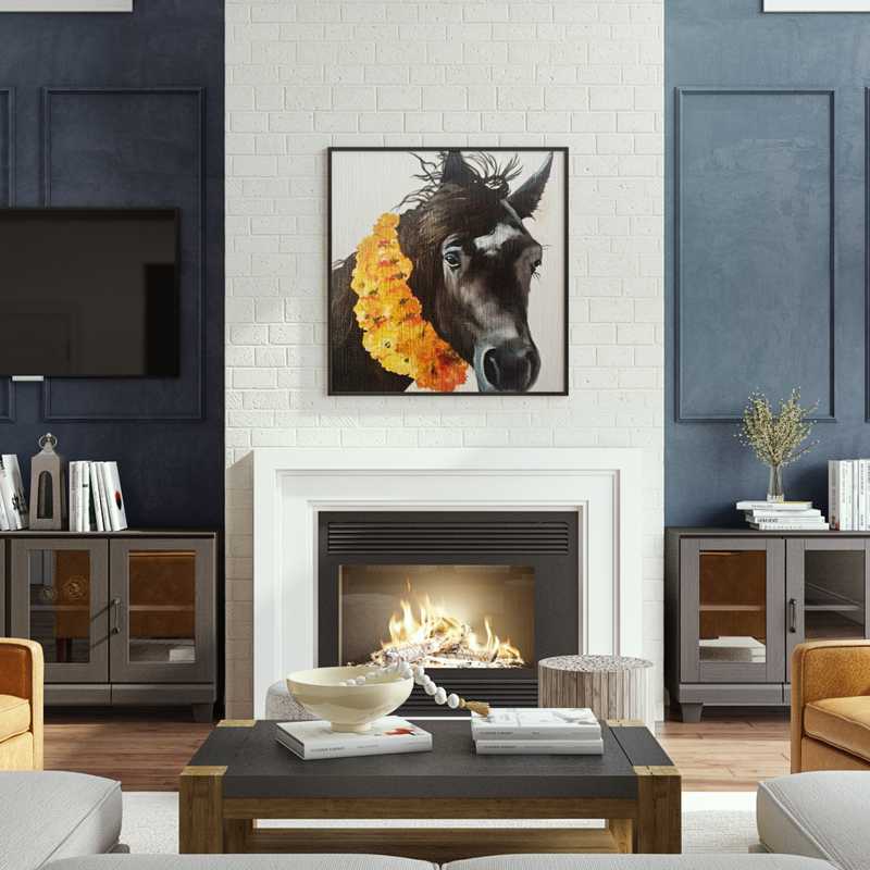 Farmhouse, Rustic, Transitional, Country, Southwest Inspired Living Room Design by Havenly Interior Designer Daniela