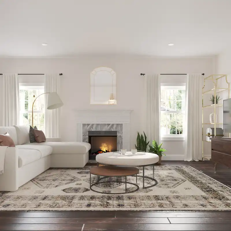 Contemporary, Eclectic, Coastal, Transitional, Classic Contemporary Living Room Design by Havenly Interior Designer Megan