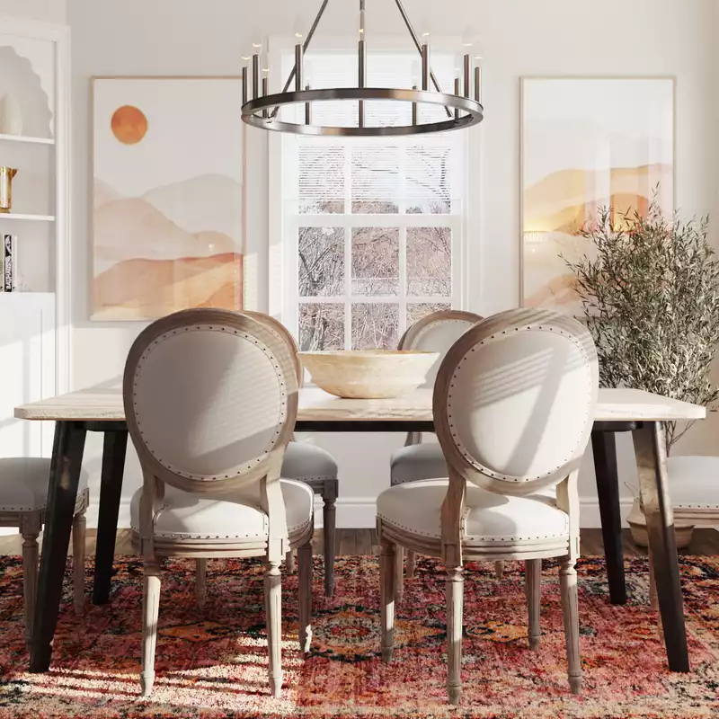 Eclectic, Bohemian, Farmhouse, Rustic Dining Room Design by Havenly Interior Designer Kennedy