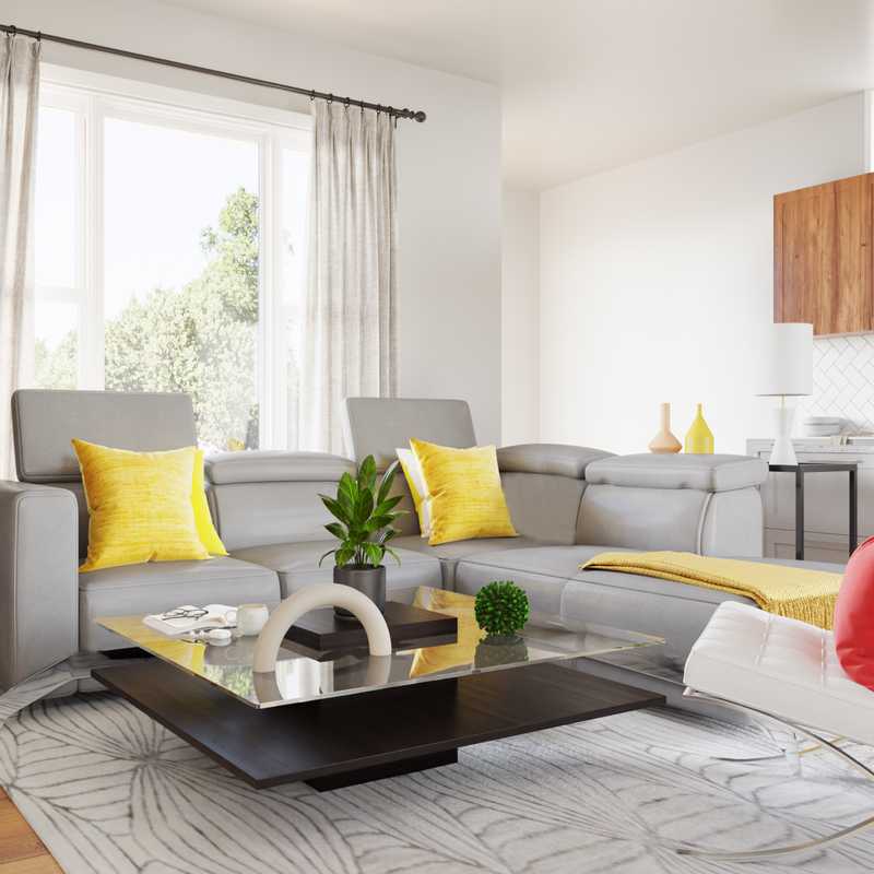 Contemporary, Modern, Midcentury Modern, Minimal, Scandinavian Living Room Design by Havenly Interior Designer Amira