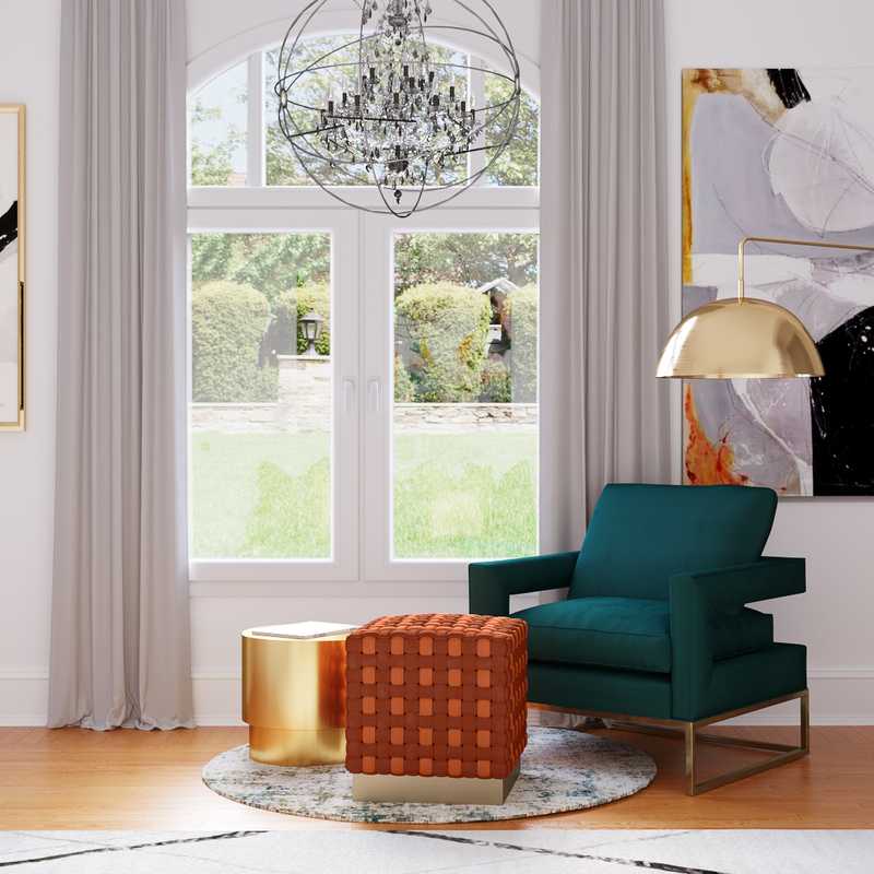 Eclectic, Glam Reading Room Design by Havenly Interior Designer Carla