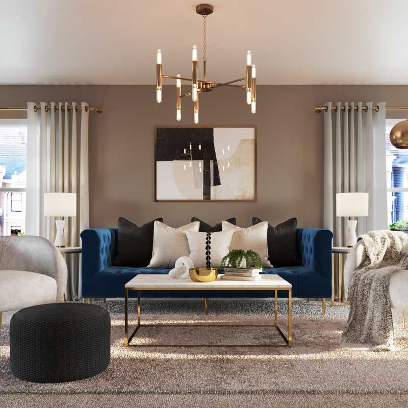 Contemporary, Modern, Glam Living Room Design by Havenly Interior Designer Tara