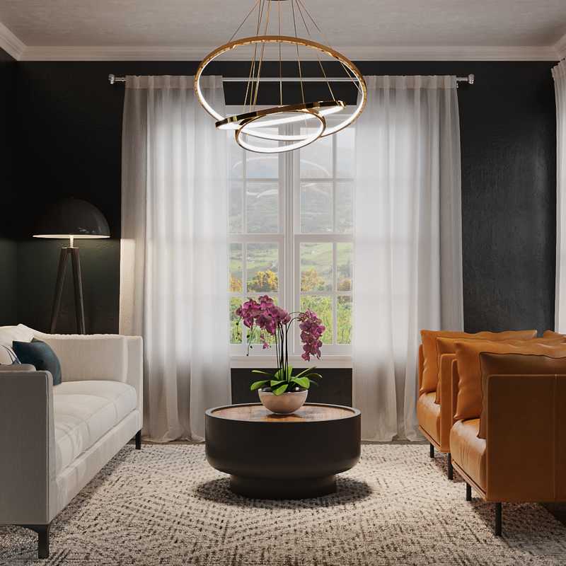 Glam, Midcentury Modern Living Room Design by Havenly Interior Designer Elyse