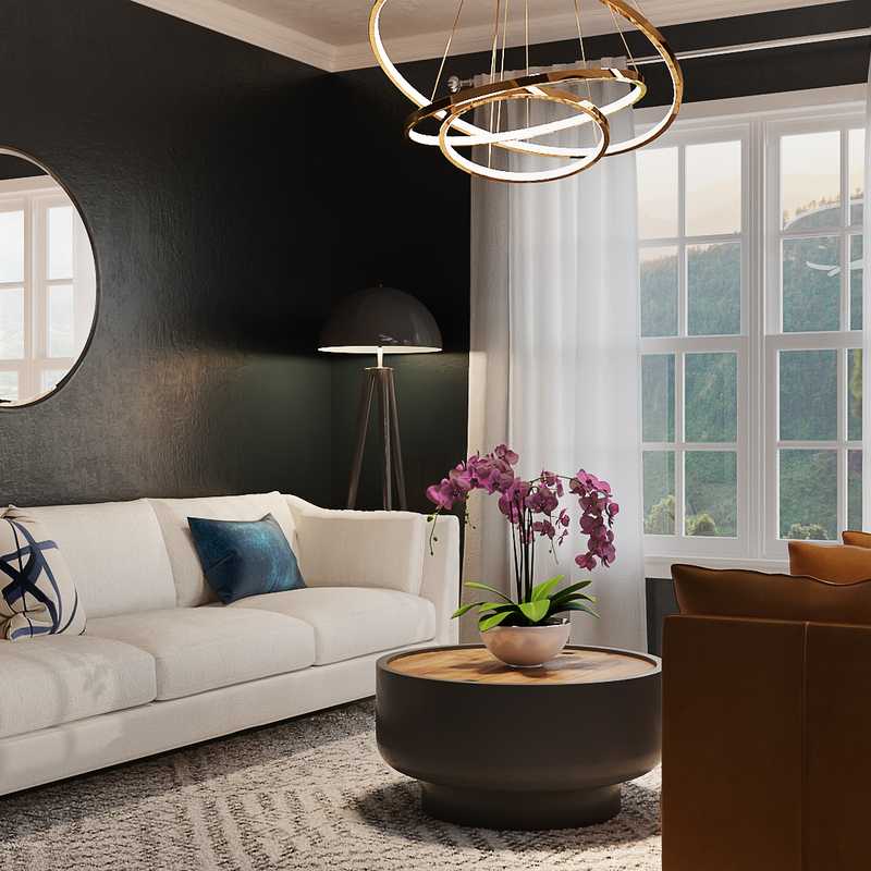 Glam, Midcentury Modern Living Room Design by Havenly Interior Designer Elyse