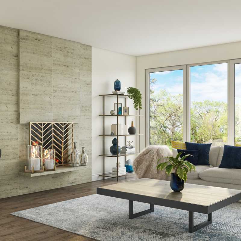 Contemporary, Modern, Glam, Industrial, Midcentury Modern Living Room Design by Havenly Interior Designer Christina
