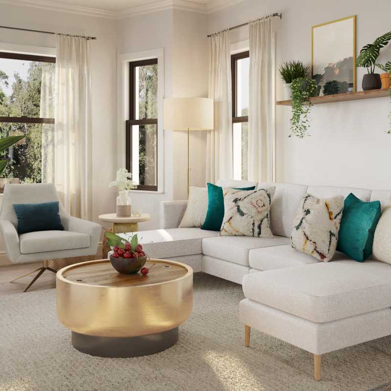 Bohemian, Vintage, Global Living Room Design by Havenly Interior Designer Christina