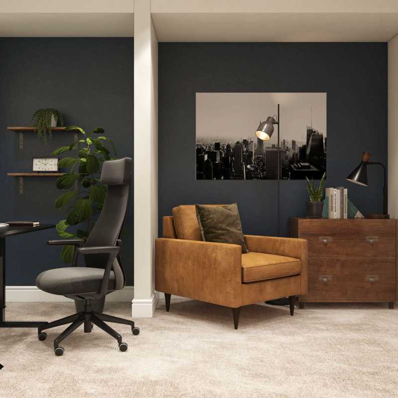Industrial, Traditional, Midcentury Modern Office Design by Havenly Interior Designer Sara