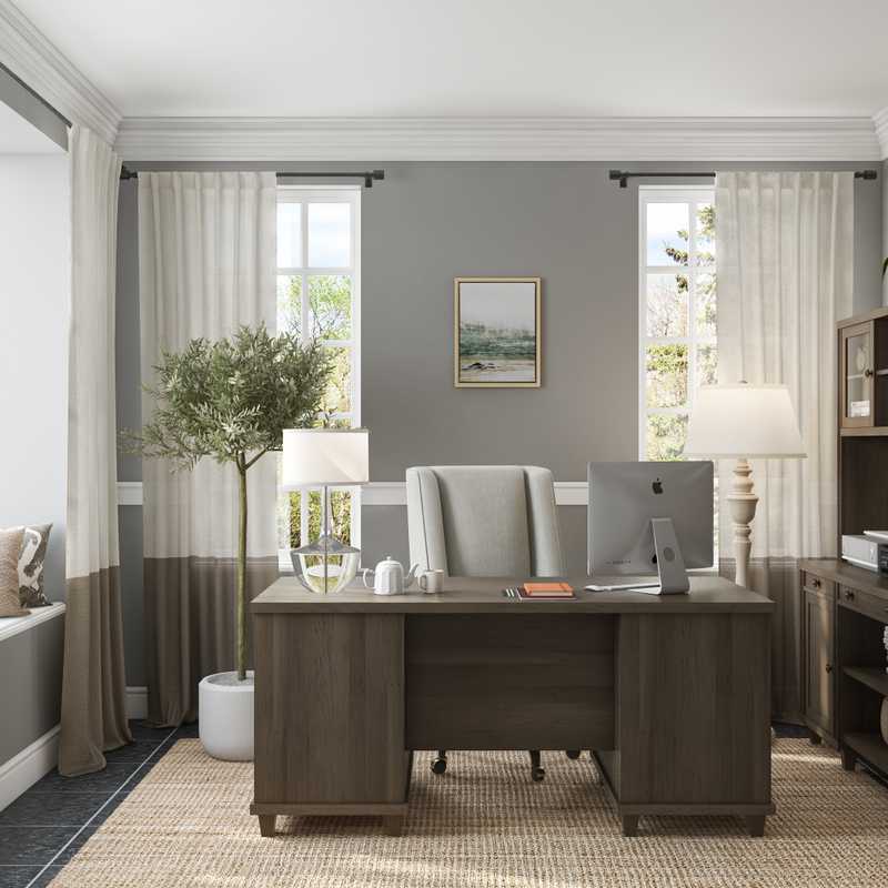 Traditional, Farmhouse, Rustic Office Design by Havenly Interior Designer Ana