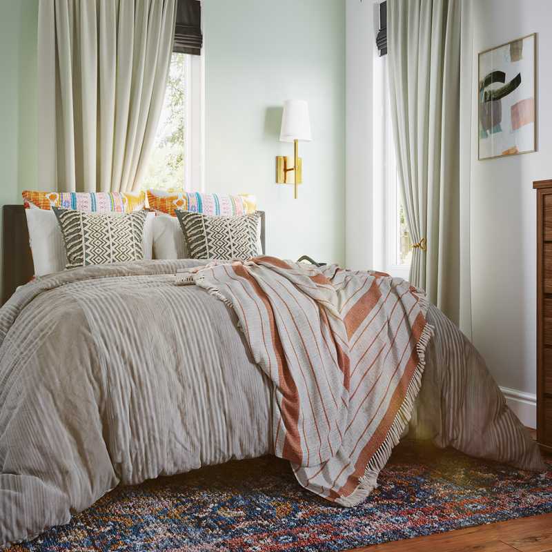 Bohemian, Midcentury Modern Bedroom Design by Havenly Interior Designer Priscila