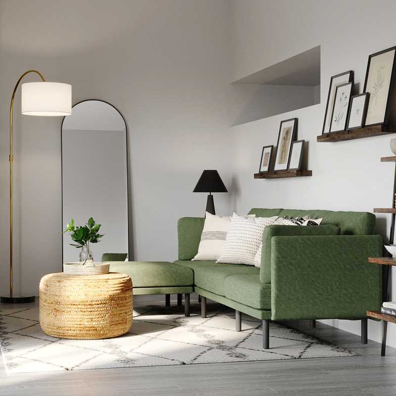 Industrial, Midcentury Modern, Scandinavian Living Room Design by Havenly Interior Designer Ariadna