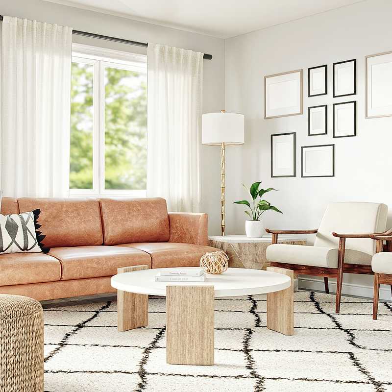 Bohemian, Midcentury Modern Living Room Design by Havenly Interior Designer Rocio