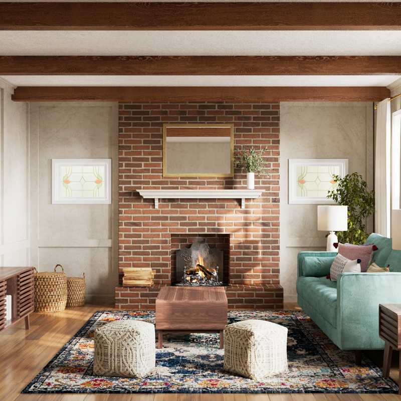 Bohemian, Midcentury Modern Living Room Design by Havenly Interior Designer Kristy