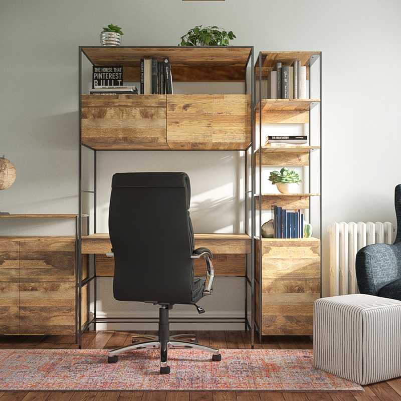 Eclectic, Farmhouse, Vintage, Global Office Design by Havenly Interior Designer Katherine