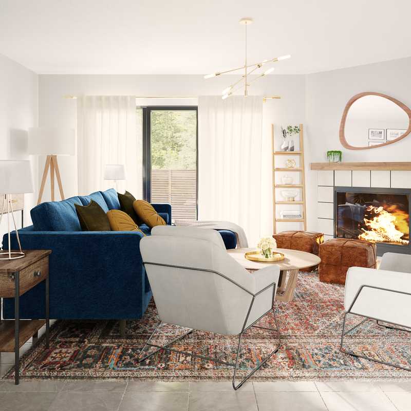Bohemian, Midcentury Modern Living Room Design by Havenly Interior Designer Andrea