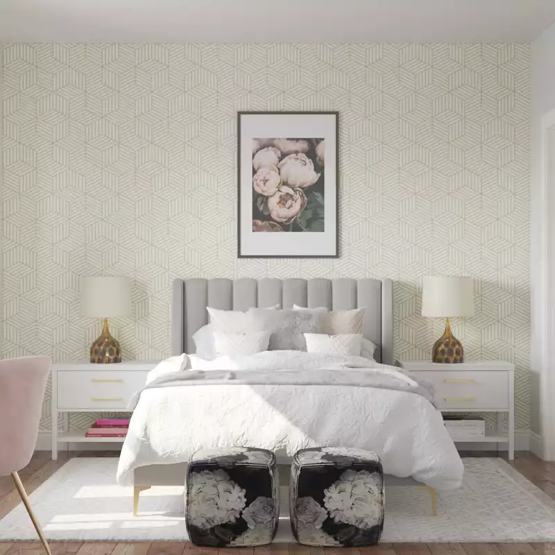 Modern, Glam, Preppy Bedroom Design by Havenly Interior Designer Safek