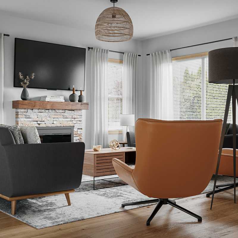 Contemporary, Bohemian, Midcentury Modern, Scandinavian Living Room Design by Havenly Interior Designer Sandra