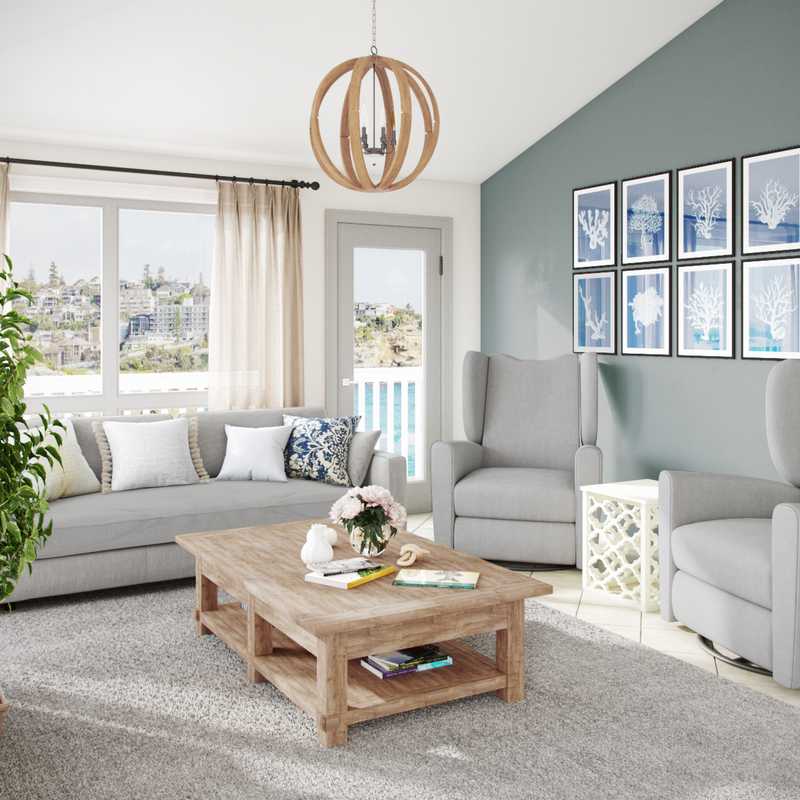 Coastal, Farmhouse Living Room Design by Havenly Interior Designer Priscila