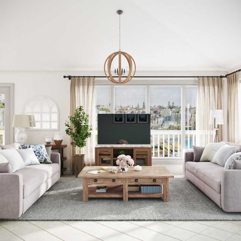 Coastal, Farmhouse Living Room Design by Havenly Interior Designer Priscila
