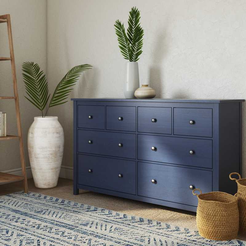 Bohemian, Coastal Bedroom Design by Havenly Interior Designer Rebecca