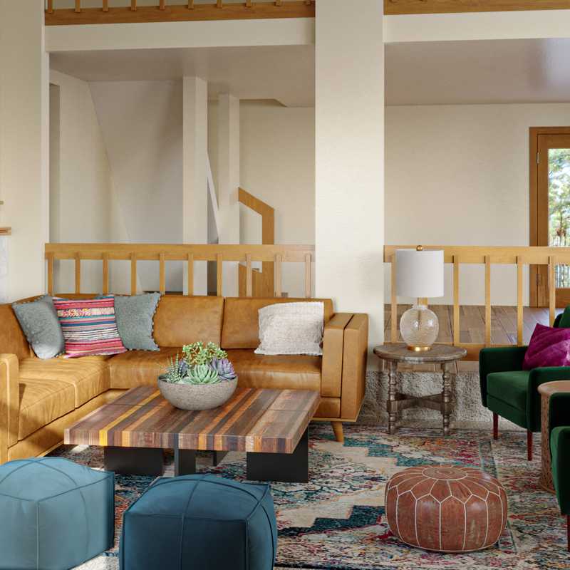Bohemian, Farmhouse, Transitional Living Room Design by Havenly Interior Designer Erin