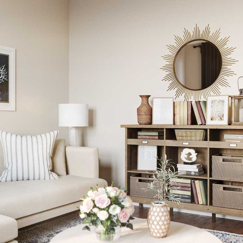 Farmhouse, Midcentury Modern Living Room Design by Havenly Interior Designer Priscila