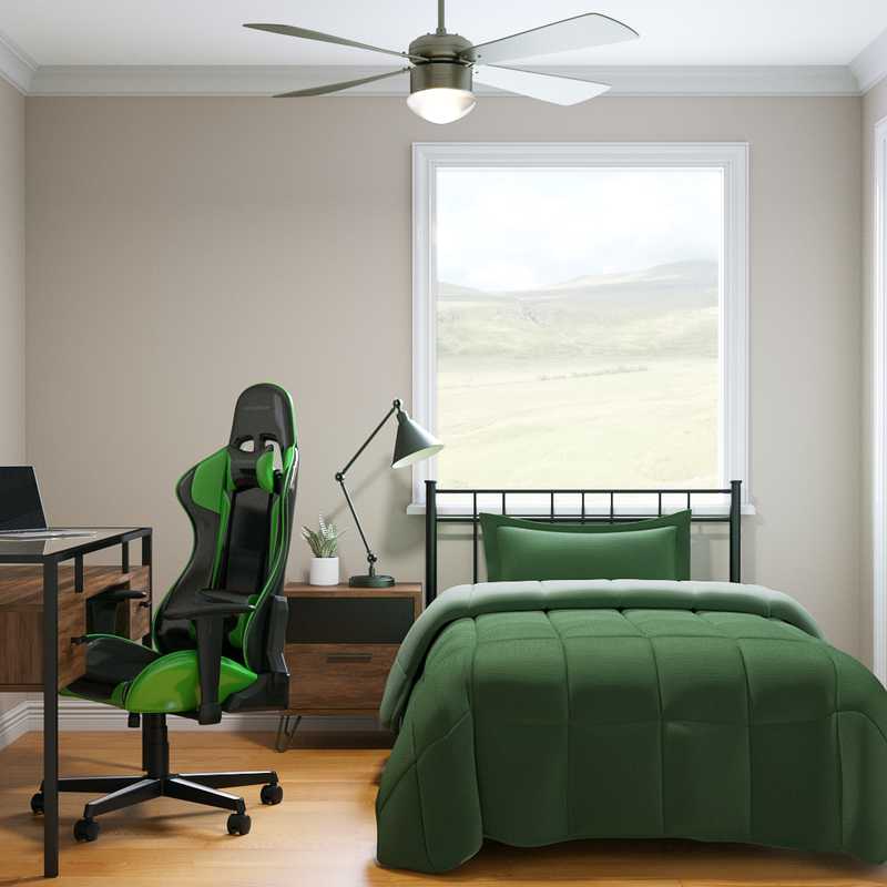 Industrial, Farmhouse, Rustic, Midcentury Modern Bedroom Design by Havenly Interior Designer Alyssa